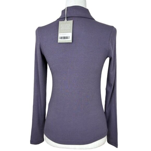 Everlane Women's‎ NWT Purple Quarter Zip Lyocell Micro-Ribbed Polo Blouse XS/C31 - Picture 4 of 11